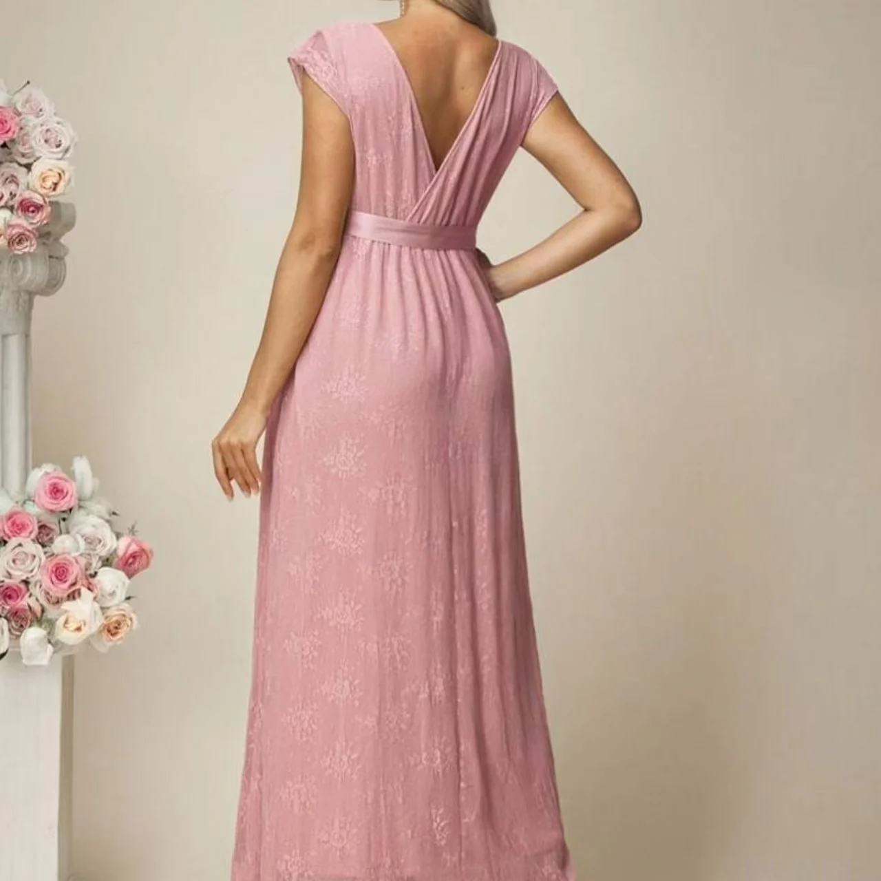 Elegant Pink Short-sleeved Flower Printed Maternity Dress Casual Over-sized  V-neck Crossover Maternity Dresses Pregnant Women| Alibaba.com