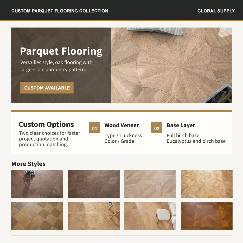 Modern Oak Multilayer Engineered Wood Flooring with T&G Click Lock Installation for Living Room