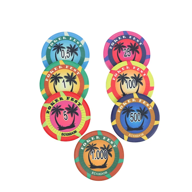 Coconut Tree Poker Chips With Costume Premium Scroll Ceramic Chips