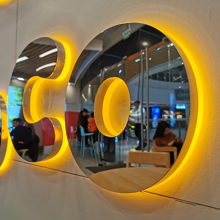 Light up Letters Custom Led logo Sign Stainless Steel Backlit Channel Letter Sign 3d logo Backlit Letter Sign