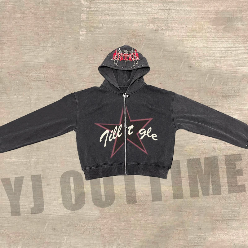 Custom Oversize  Terry Screen Print Vintage Flare Hoodie Sweatsuit Acid Washed Tracksuit Men