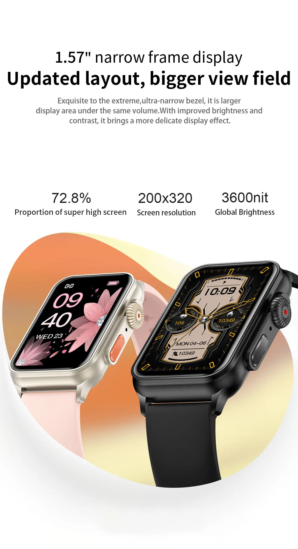 2026 H23 Women's Health Smart Watch 1.57Inch Display BT Call Heart Rate Blood Pressure Fitness Tracker Men Women Smartwatches