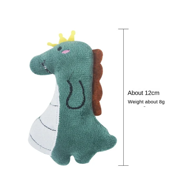 Eco-Friendly Cartoon Penguin Dinosaur Rooster Chew Toy for Pets Plush Toy with Ring Paper Mint Cotton Material Catnip-Infused