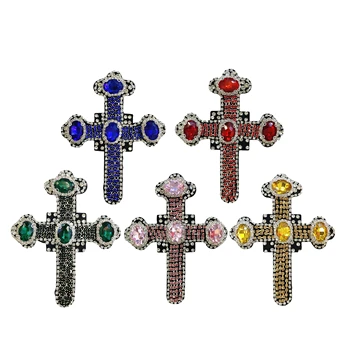 Fashion clothing accessories Rhinestones beaded cross rhinestones patches are used for clothing
