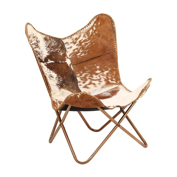 Butterfly Milk Color Chair Indoor and Outdoor Waterproof Leisure Chair Metal With Golden Metal Base