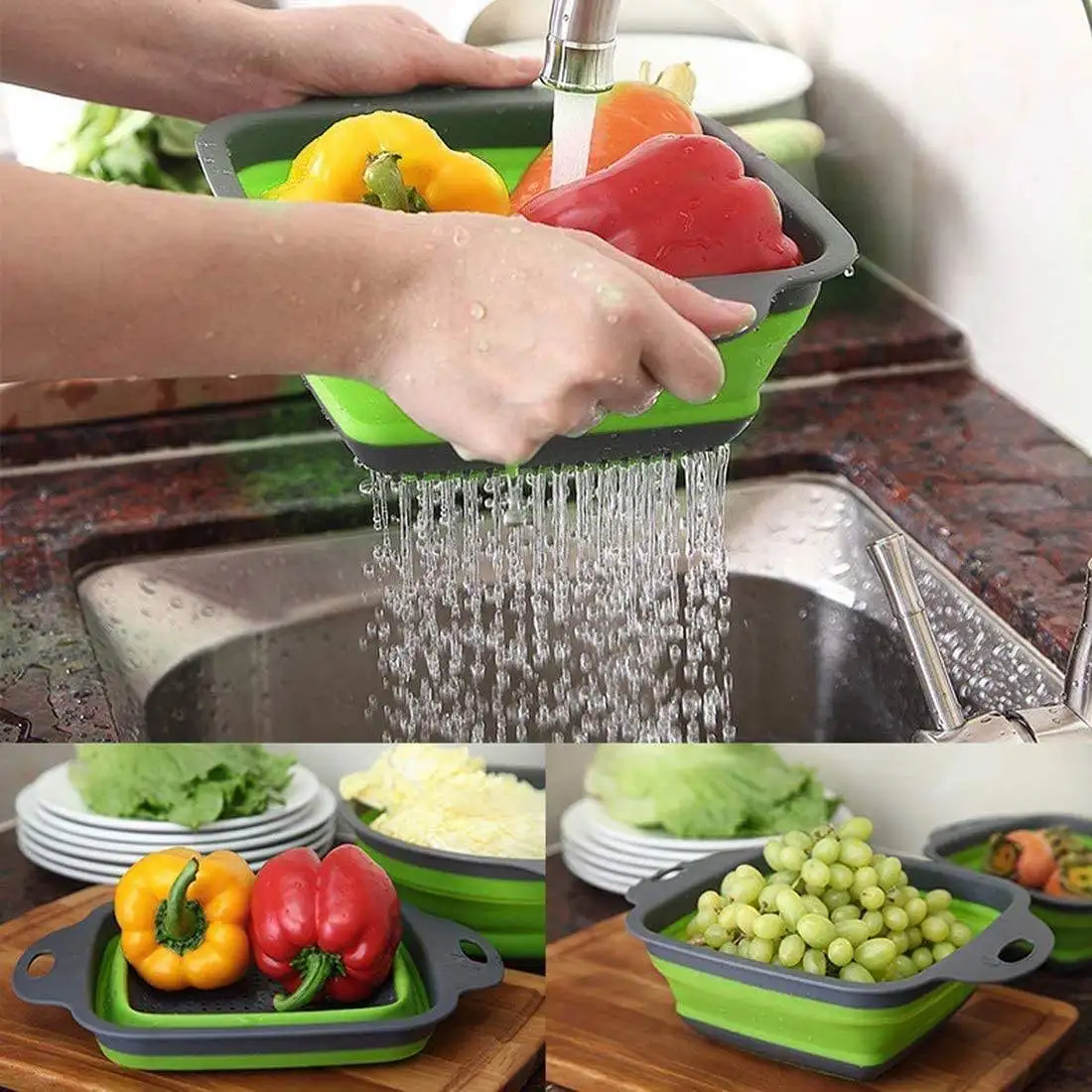 Collapsible Colander Set Pasta Strainer Basket Handles Collapsible Strainers with Plastic Multifunction Home Kitchen 120 Pcs T/T factory