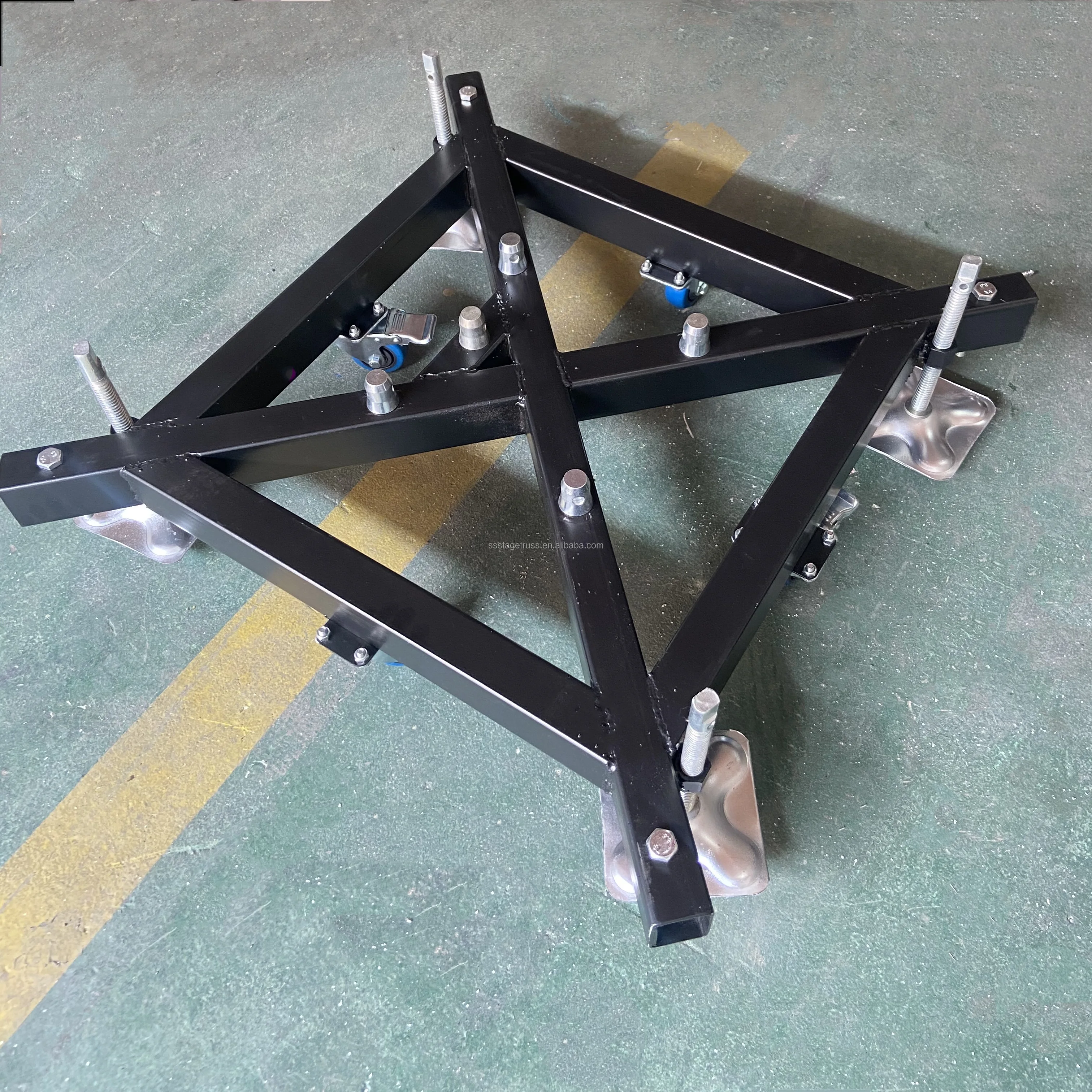 300mm square tube iron base plate stage lighting truss base with wheel-8