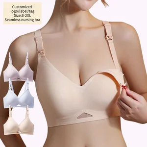 Customized logo Wire-Free Maternity Nursing Bra Front Closure Women Pregnancy Childbirth Breastfeeding Mesh Design Nursing Bra