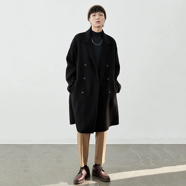 High Quality Fashion Long Mens Trench Overcoat Winter Warm Men Real Wool Cashmere Coat - Image 5