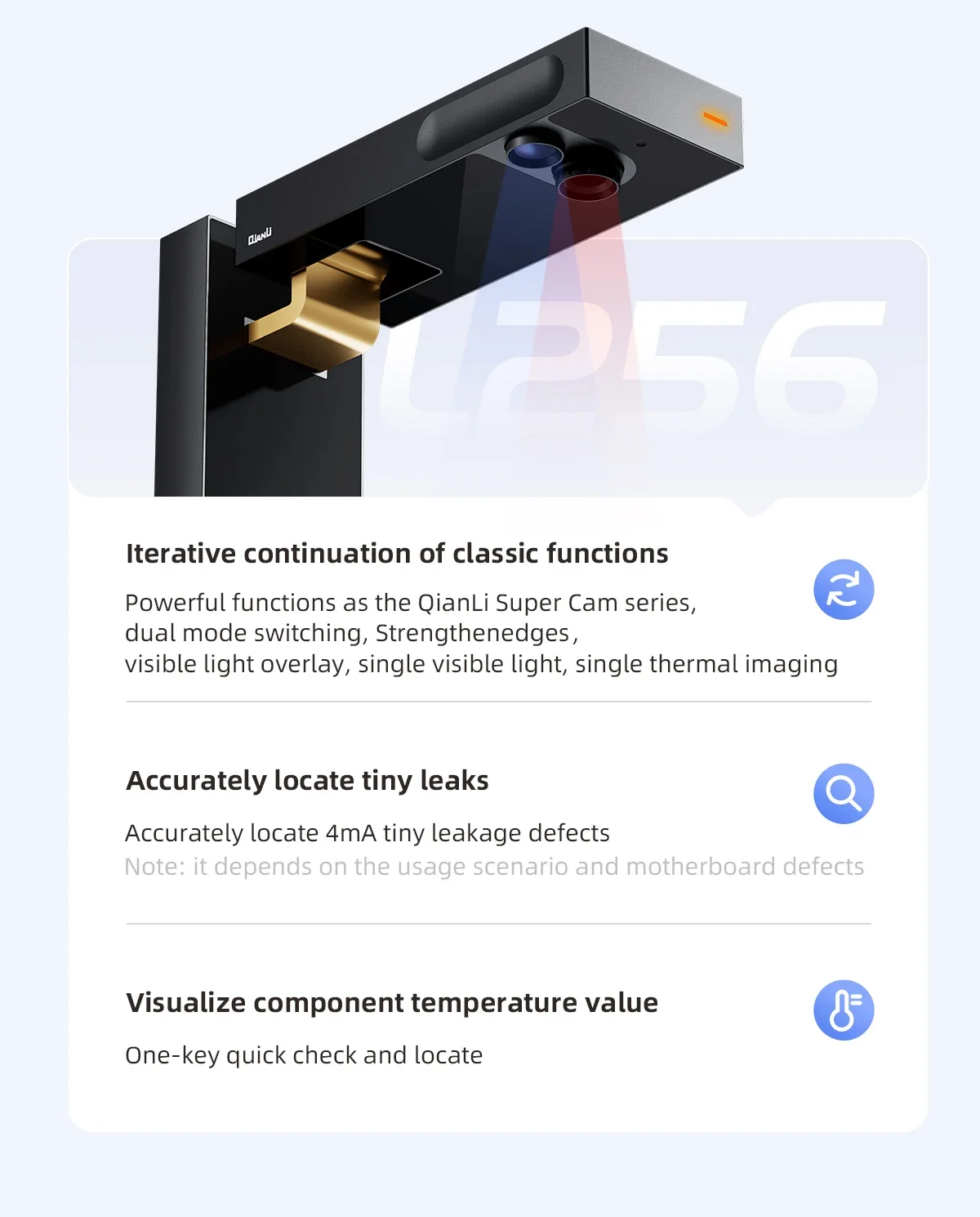 QianLi L256 Dual-Spectral Thermal Imager Dual-Light IR Scanner Mobile PCB Mainboard Short Circuit Diagnostic Repair Tool