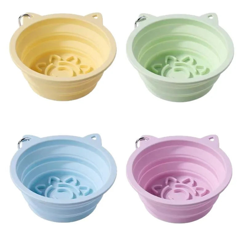 Multi-Capacity Silicone Slow Food Bowl for Dogs New Foldable Suction Cup with Multifunctional Folding Feature
