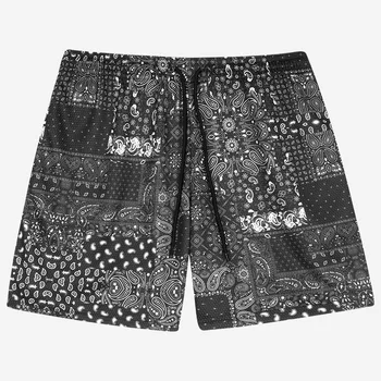 Fashion cashew flower print short print sports men's shorts summer casual drawstring men's shorts