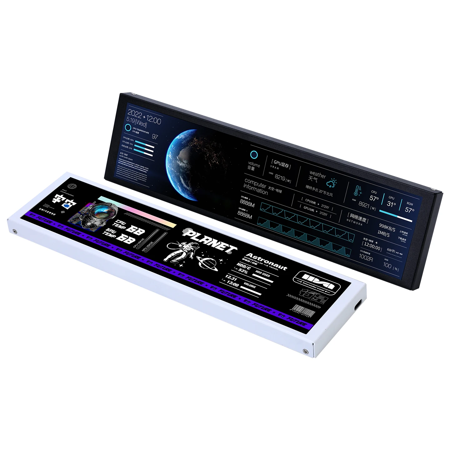 TURZX 9.2 Inch USB-C Secondary Screen, IPS 1920x462 LCD Panel for