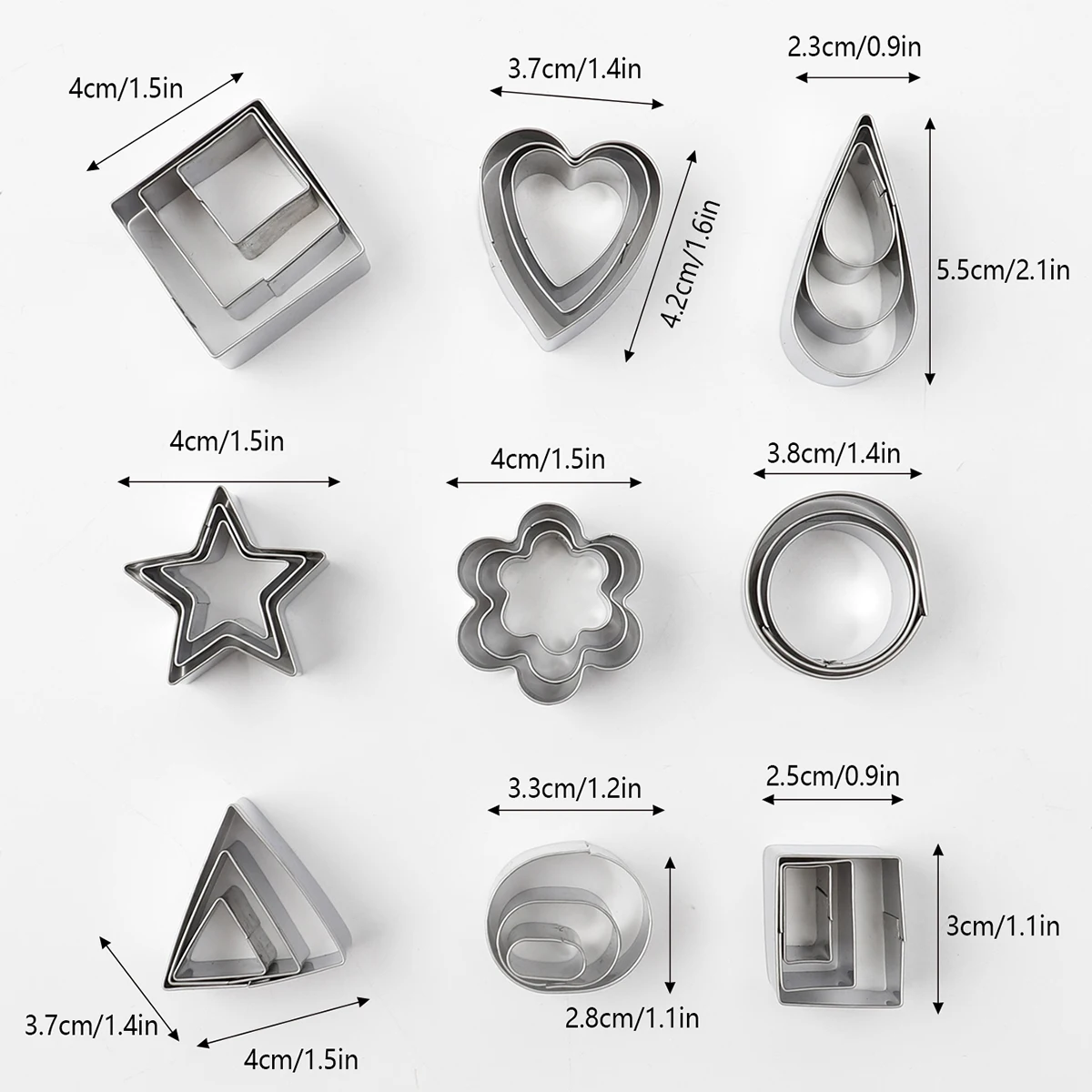 27pcs Mini Cookie Cutter Set Stainless Steel Cookie Mold for Baking Round square Triangle Heart Star Flower Shape Biscuits Tools