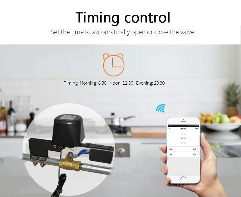 Controllo della valvola WiFi con Bluetooth Smart Water Gas Valve Telecomando Automatico Controllo vocale Smart Life per Farm Kitchen Garden
