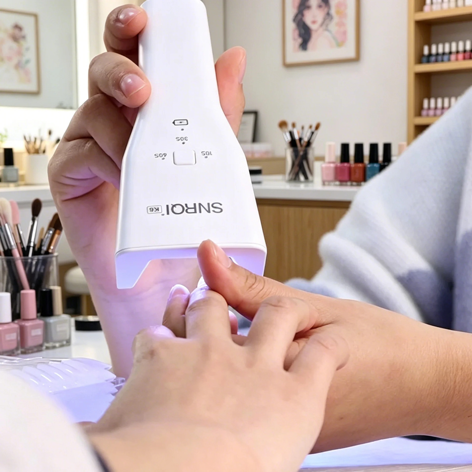 SNRQI Rechargeable UV LED Nail Lamp - Portable, Handheld 9W Nail