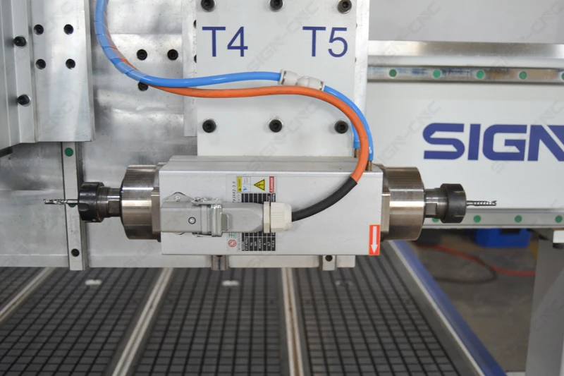 Three Heads CNC Router With Horizontal Spindle and Saw Cut Wood CNC Router Machine