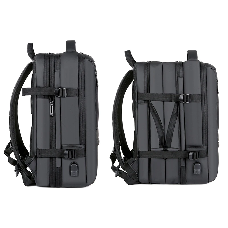 Custom Black Women Office Work Computer Bag Trolley Business Expandable Usb Charger Travel Laptop Bags Backpack for Men