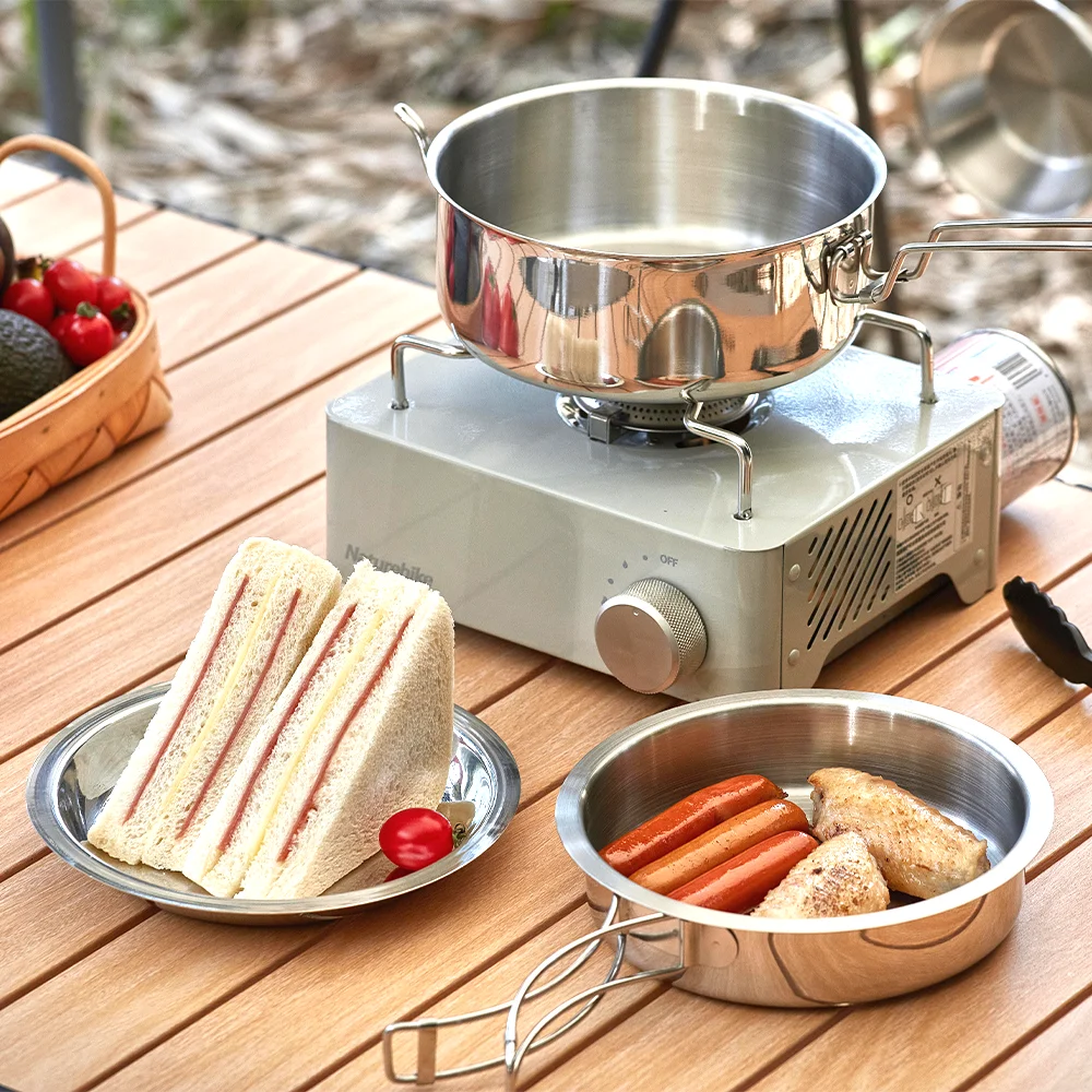 New Arrival Lightweight Outdoor Camping Cookware Mess Kit Picnic Barbecue Cooking Pot Set