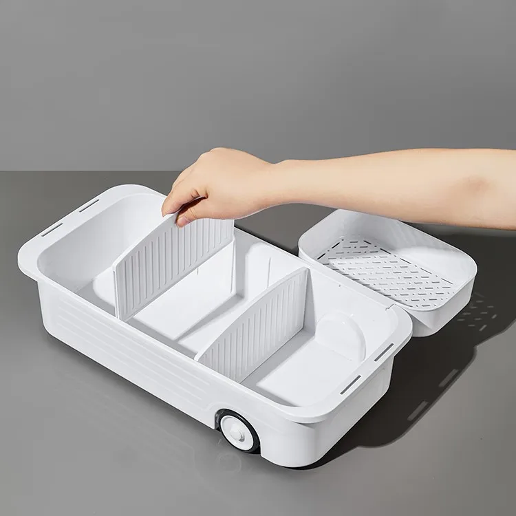 Under Sink Organizer And Storage Shelf With Wheels Small Hanging Basket ...