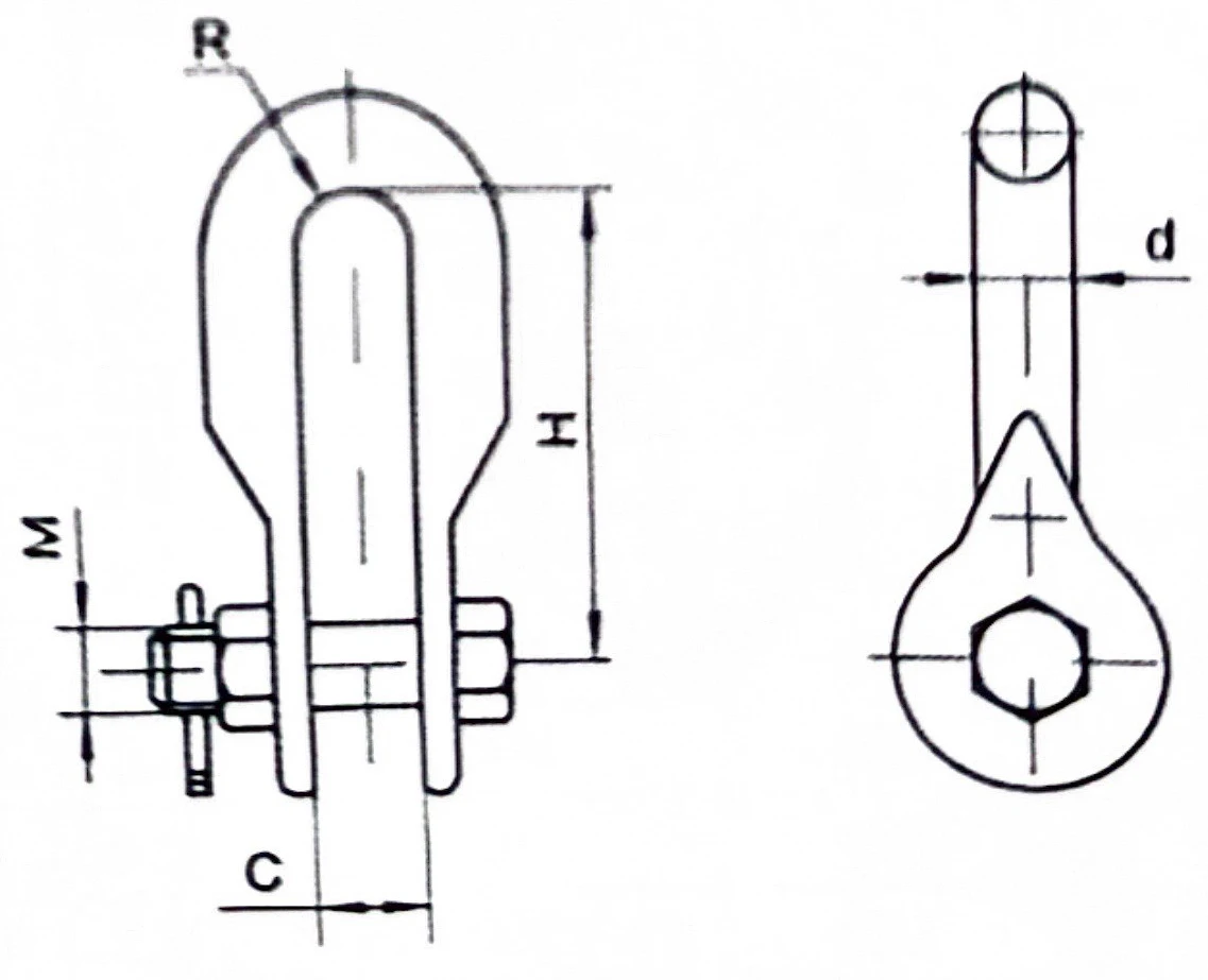 Galvanized Steel U Clevis Shackle For Linking Grid Power Fitting ...