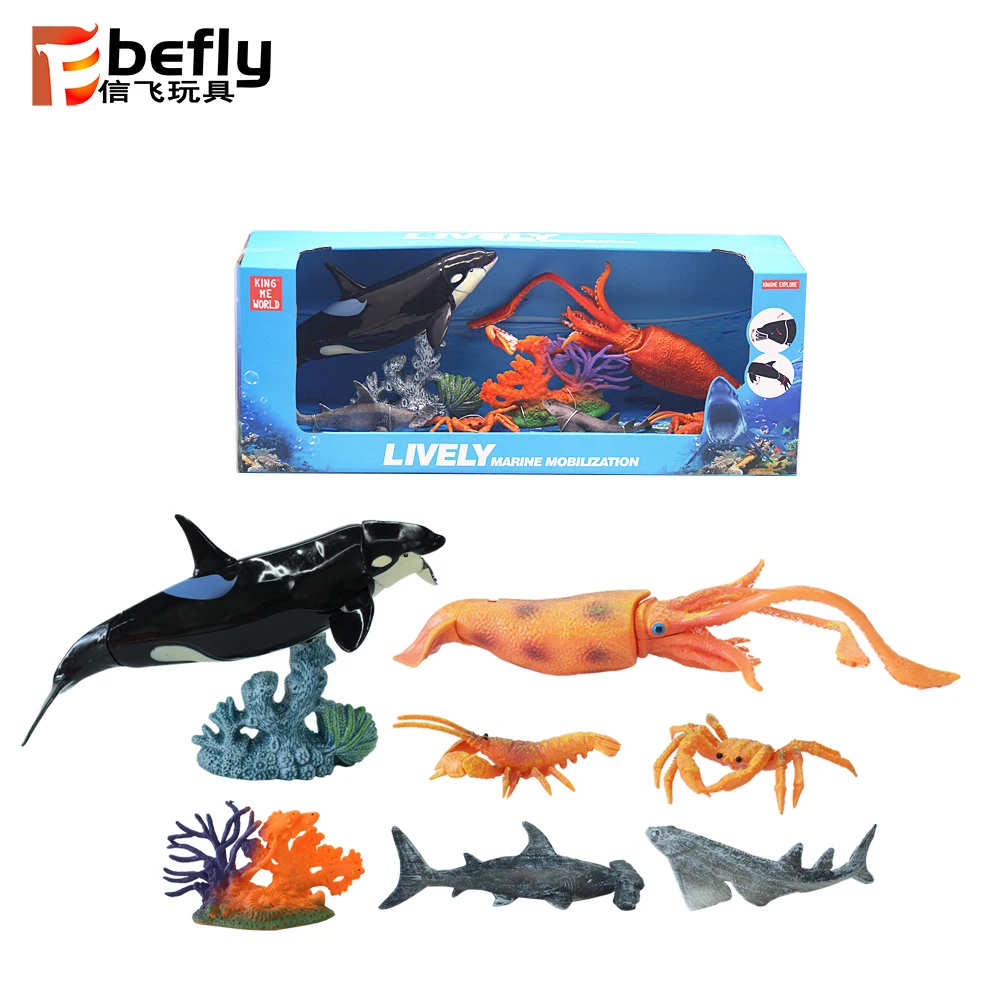 シャーク・オクトパス・クラブ 動く海洋生物フィギュアセット PVC製