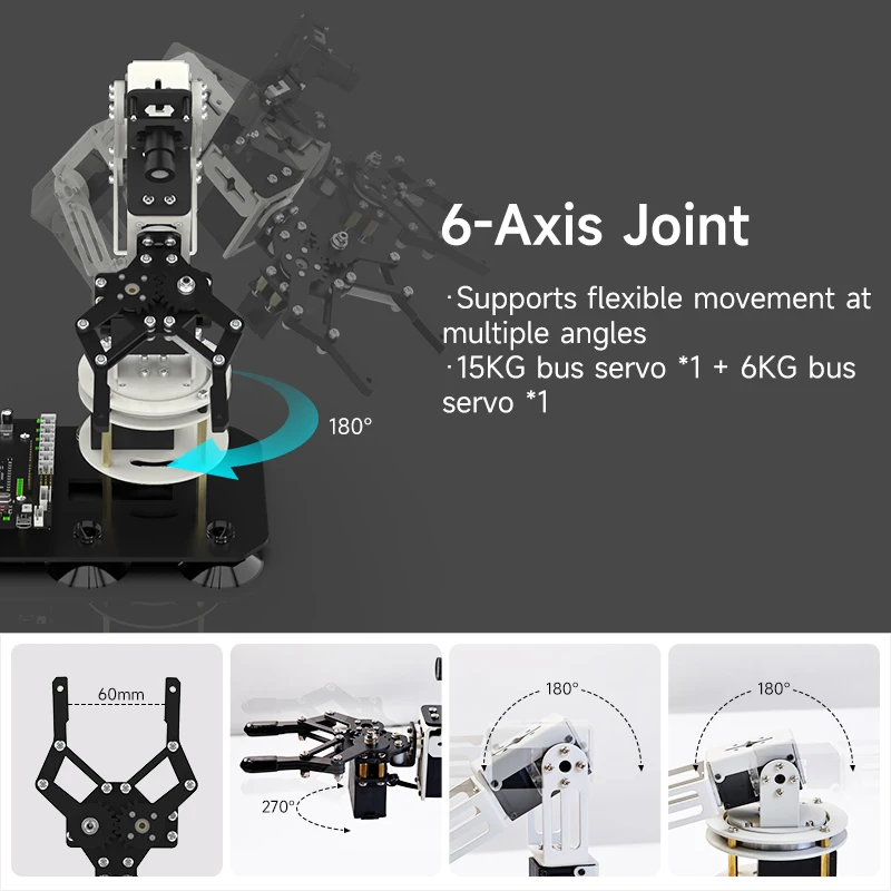 Yahboom 6DOF DOFBOT SE AI Vision Robotic Arm with ROS Python Programming Virtual Machine Version  Learning Kit