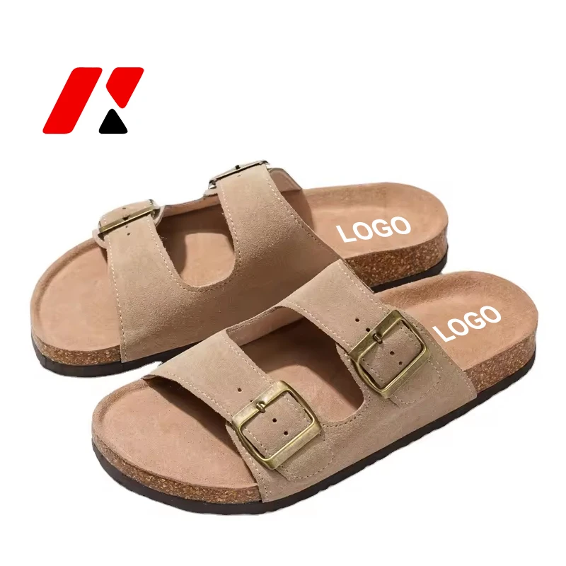 Custom Logo Women's Cork Sole Slippers Handmade Durable