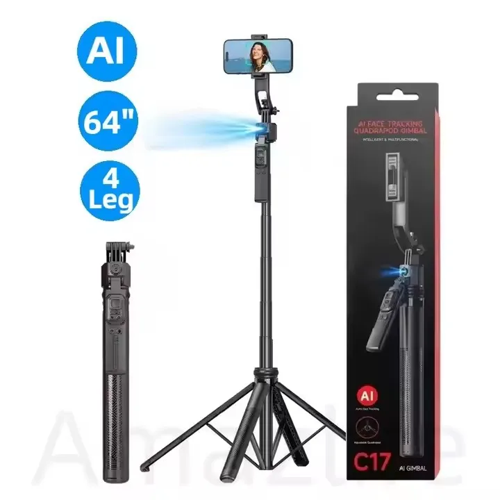 GREATYYT 64-Inch AI Automatic Face Tracking Gimbal Stabilizer Selfie Stick 360 Degree Intelligent Rotatio for Camera Smartphone