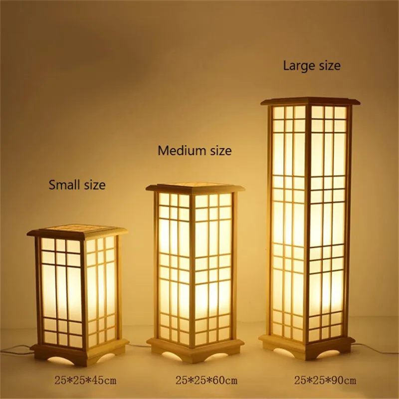 Modern Japanese Led Floor Lamp Tatami Style Square Wood Bedroom Living ...