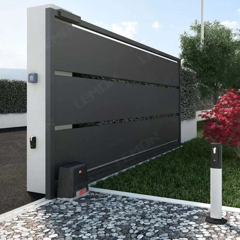 American Smart Simple Metal Automatic Exterior Waterproof Sliding Electric Front Aluminum Gates for Villas and Houses