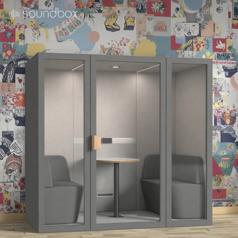 Soundbox 4 Person Quiet Pod Office Meeting Portable Privacy Working Pod Soundproof Acoustic Cabin Booth