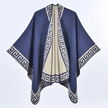 Wholesale Ladies Retro Simple Thick Split Cape Sweater 460g Double-Sided Imitation Cashmere Scarf Shawl for Winter Season