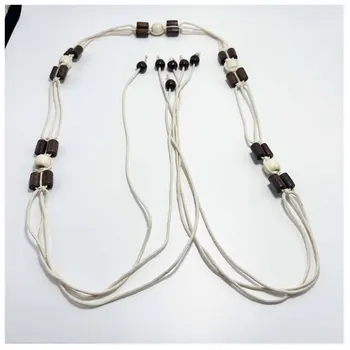 High-end clothing decoration Chinese style wood bead inlaid hand woven belt custom wholesale