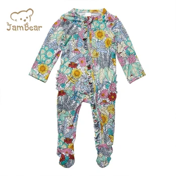 JamBear organic baby rompers Bamboo viscose Zipper Romper infant knit footie sustainable sleepsuit baby jumpsuit footed onesie