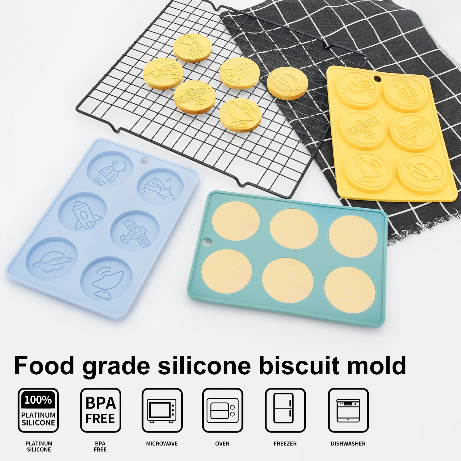 Space Theme Silicone Biscuit Mold Food Grade Platinum Silicone Cake Chocolate Mould, BPA Free DIY Baking Tool for Oven Microwave manufacture