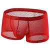 Red fishnet mesh boxer briefs underwear