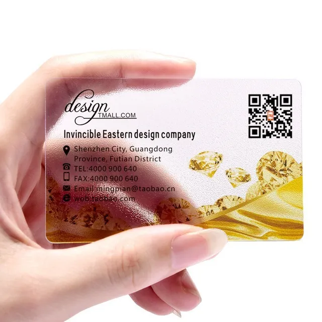Free design custom unique luxury clear transparent plastic pvc business card printing service with logo