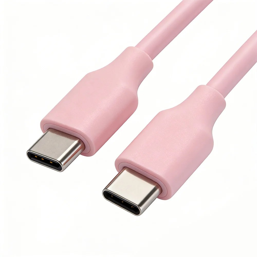 สายชาร์จเร็วและถ่ายโอนข้อมูล ความยาว 1.5 เมตร / 2 เมตร / 3 เมตร ที่มีคุณภาพสูง ใช้เป็นที่ชาร์จโทรศัพท์มือถือ หลากสีสันในโทนสีมาการอง เช่น ชมพูและเขียว แบบ C ไปยัง C