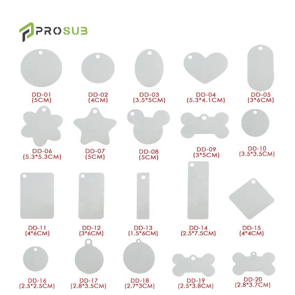 Prosub Dye Sublimation Dog Tag Blanks Double Sides Printing Id Name Pet Tags Keychain Aluminum Hanging Pendant Ornament