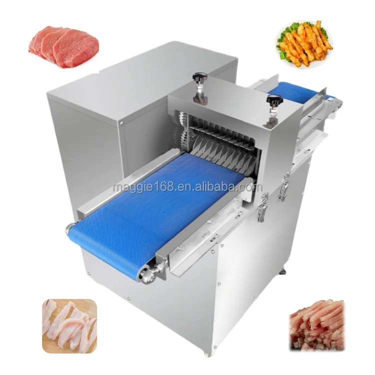 High Efficiency Fully Automatic Horizontal Belt Fresh Meat Slice Cutter Lamb Tripe Mutton Beef Pork Fillet Cutting Machine