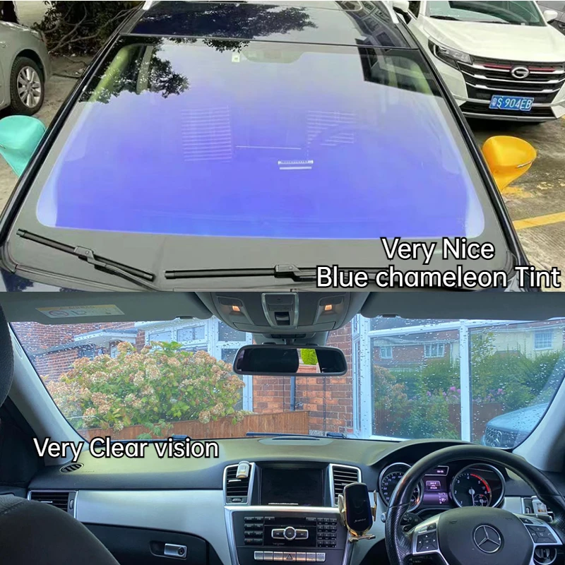 Chat Me Get Free Sample Color Change Windshield Glass Tinted Film Self Adhesive Car Window Glass Chameleon Solar Film