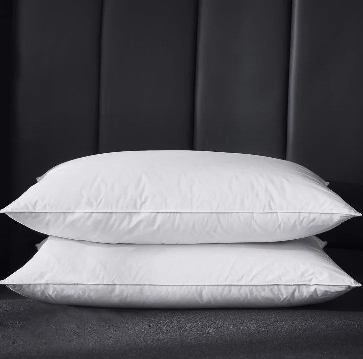 Custom Size Organic Cotton Fabric Downproof Fluffy Super Soft Hotel 30% White Duck Feather 70% Duck Down Filled Pillow Insert