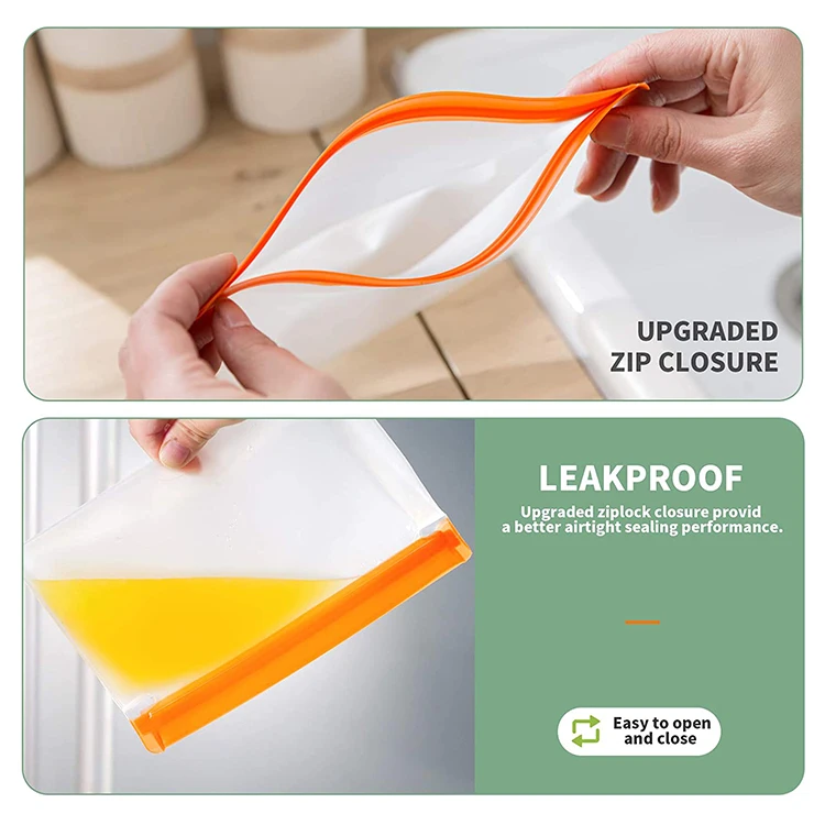 Food Grade Peva Bpa Free Reusable Self Seal Leakproof Picnic