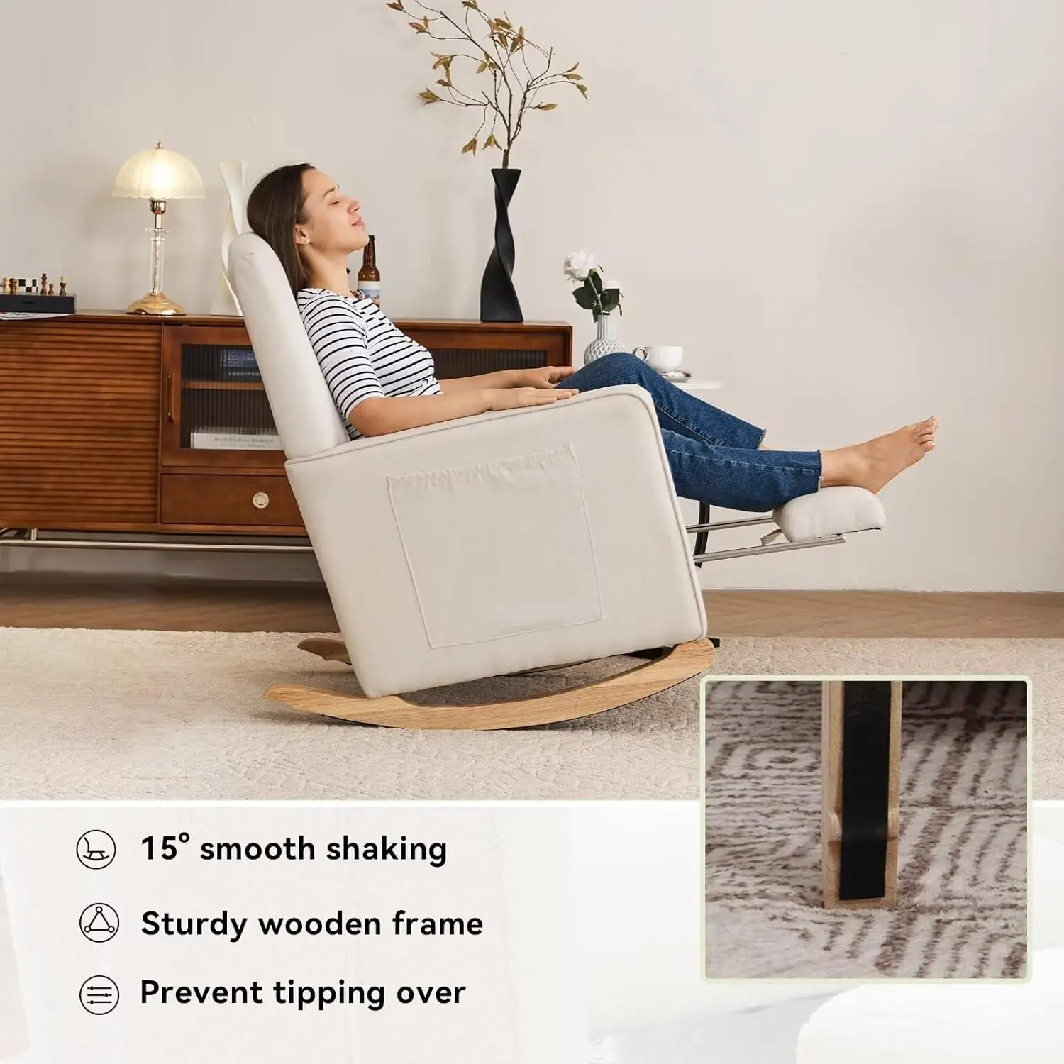 Schommelstoel met hoge rugleuning en armleuning voor de woonkamer_voghion.com