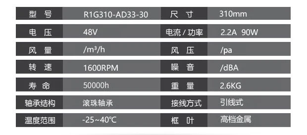 Original Centrifugal fan R1G310-AD33-30 48V 90W 310mm 1600RPM M1G074-CFTurbine centrifugal fan