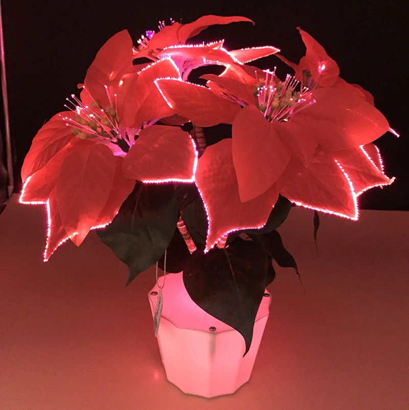 BO LED Glasfaser-Blumenlicht Dekoration Weihnachtsblumenlampe  Feiertagsbeleuchtung Glasfaserlicht Heimdekoration Weihnachtsstern