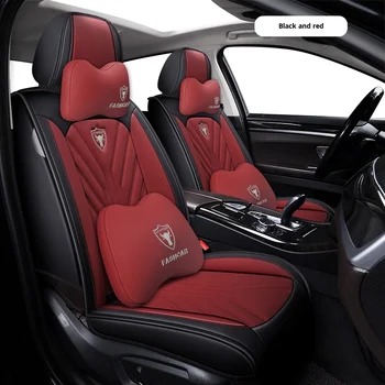 2025 New Wholesale Car Chair Cover All Seasons Red Leather Universal Car Seat Covers Full Set