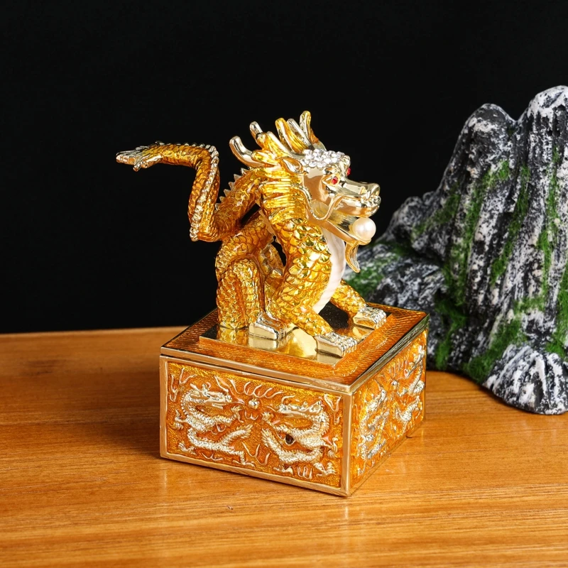 SHINNYGIFTS Enamel Pewter Animal Dragon Trinket Box