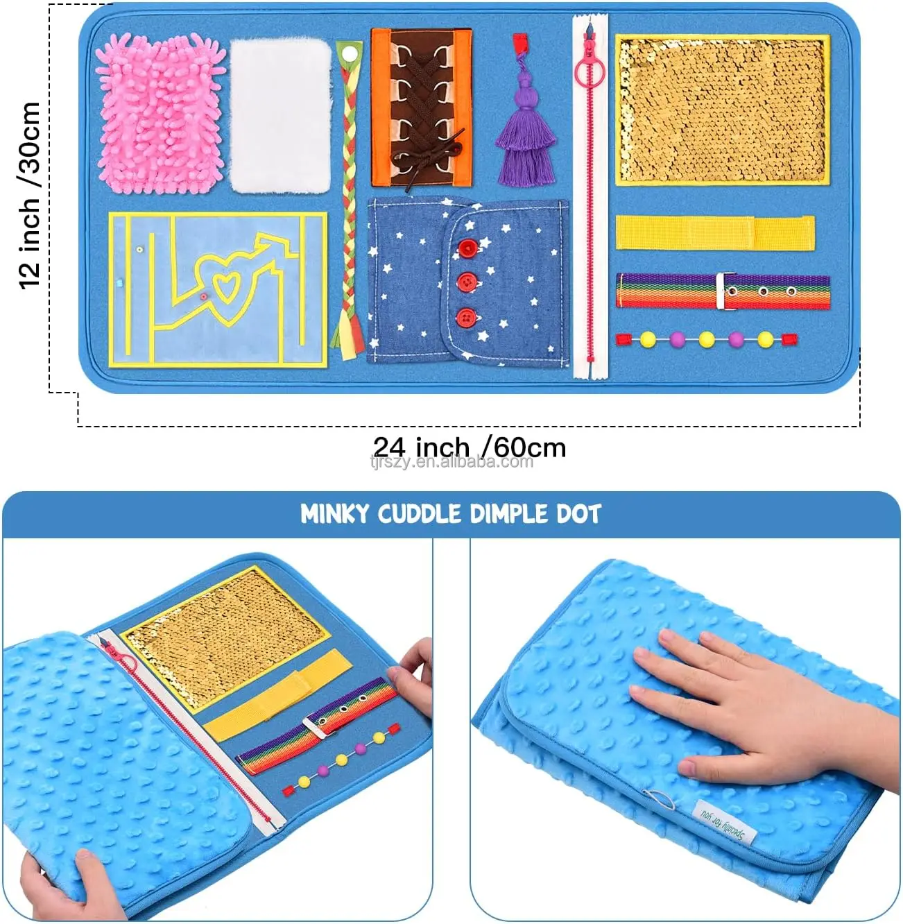 Fidget Blanket for Elderly Adults and Seniors, Gift Game and Toy for Alzheimer's or Dementia Busy Blanket